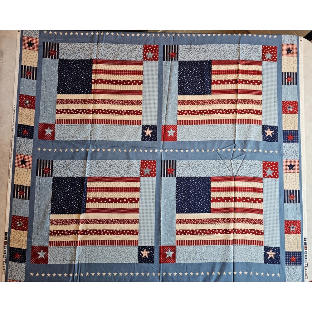 Cranston Print Works VIP Country American Flag Fabric,  44" X 3 Yards  Vintage